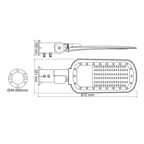 ЛЕД УЛИЧНО ОСВЕТИТЕЛНО ТЯЛО 150W 19500LM 4000K 140x90˚ CLASS I 230V AC IP66 - изображение 3