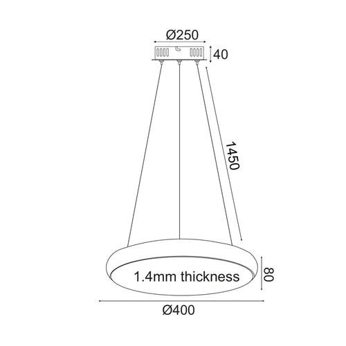 ^ВИСУЛКА ОСВЕТИТЕЛНО ТЯЛО ЛЕД 32W 2560LM 3000K ЧЕРНО МЕТАЛНО D40XH140CM KALLISTA - изображение 2