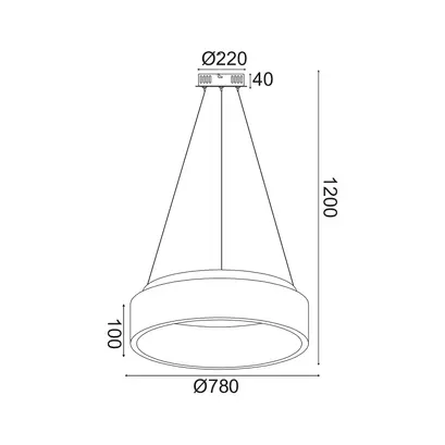 ВИСЯЩА ЛАМПА ЛЕД 80W 3000K 4100LM ЧЕРНО МЕТАЛНО D78XH120CM APOLLO