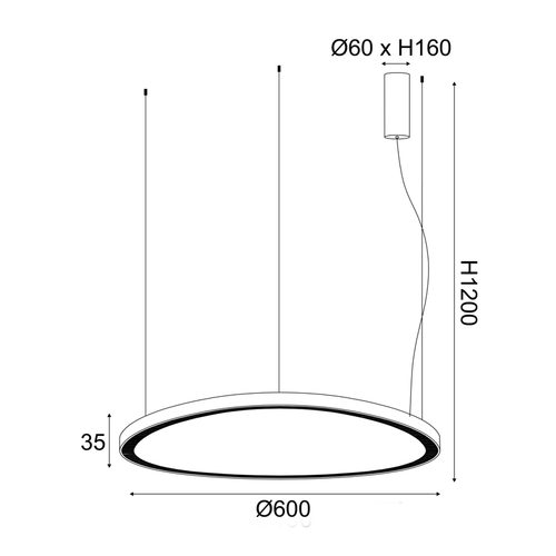 ПЕНДЕЛ LED 54W 3000K 4000LM HARMONY БЯЛ АЛУМИНИЙ IP20 D60XH120CM - изображение 3