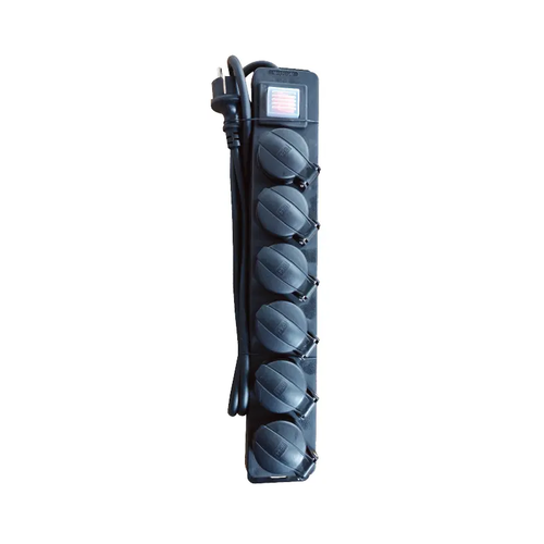 MULTISTRIP 6 SOCKETS WITH CHILD PROTECTION & SWITCH 16A IP44 WITH CABLE H05RR-F 3x1.5mm2/ 1.5m