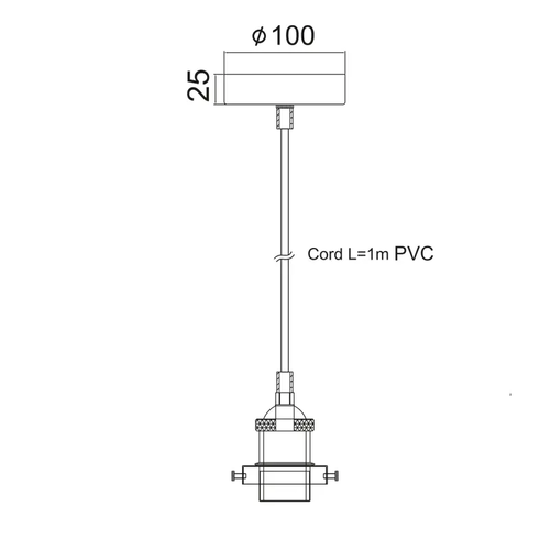 LAMP HOLDER with 3 SCREWS & CABLE 1 Χ Ε27 BRASS - изображение 2