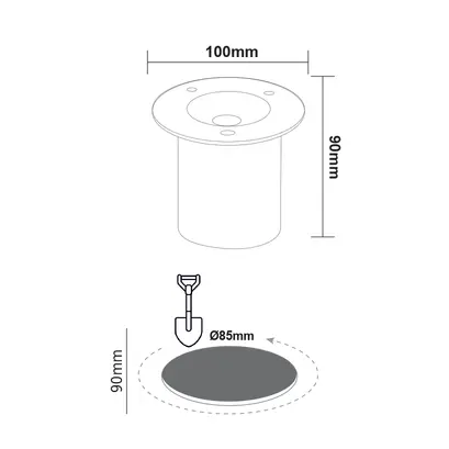 ^LED КРЪГЪЛ COB СПОТ ЗА ВГРАЖДАНЕ В ЗЕМЯ 7W 450LM 3000K 45° 230V AC IP67 Ra80 30000hrs