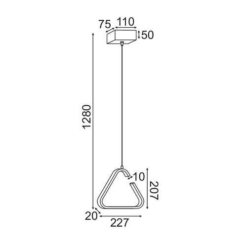 ВИСЯЩА ЛАМПА ЛЕД 7W 3000K 725LM ЧЕРНО МЕТАЛНО 23X11XH128CM EUCLID2 - изображение 2