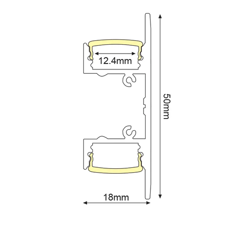 UPDOWN ALUMINUM PROFILE P50N WITH OPAL PC DIFFUSER 2m/pc - изображение 2