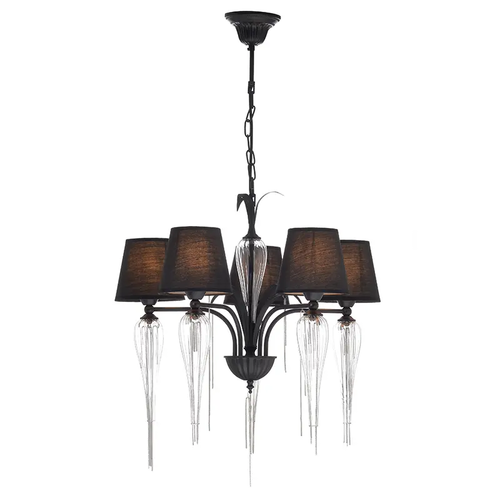 NETTO ПЕНДЕЛ 5ΧΕ27 МЕТАЛ ЧЕРЕН+АБАЖУР+СТЪКЛО+ВЕРИГА Φ61ΧВ102CM PALERMO