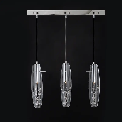 NETTO ПЕНДЕЛ LED 3X3W 3000K СТЪКЛО+ХРОМ МЕТАЛ+КРИСТАЛ 65Χ7ΧВ100CM VANI