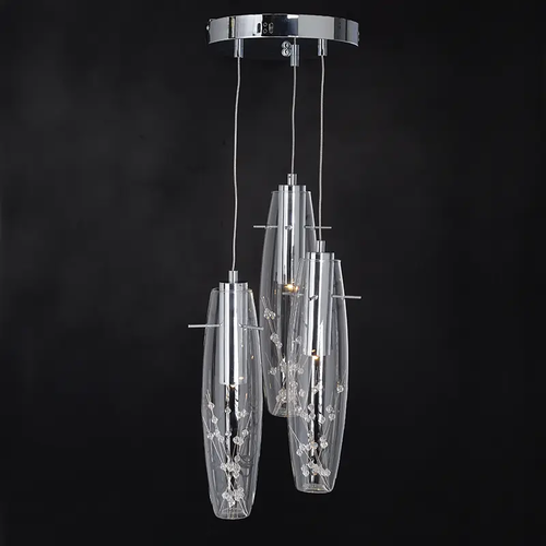 NETTO ПЕНДЕЛ LED 3X3W 3000K СТЪКЛО + ЦВЕТЕН МЕТАЛ + КРИСТАЛ Φ30ΧВ100CM VANI