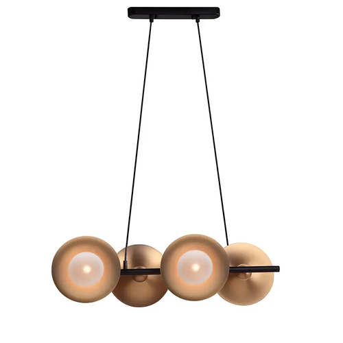 ^PENDANT LIGHTING 4ΧG9 BRASS/BLACK METAL+ GLASS 68X27ΧΗ118CM LAYLA