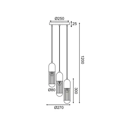 NETTO PENDANT LIGHTING 3XE27 WHITE METALLIC D27XH120CM LAB