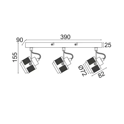 NETTO WALL MOUNTED LIGHTING 3ΧGU10 GREY METALLIC 43Χ10Χ16CM KRYPTON