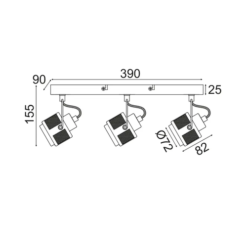 NETTO WALL MOUNTED LIGHTING 3ΧGU10 GREY METALLIC 43Χ10Χ16CM KRYPTON - изображение 2