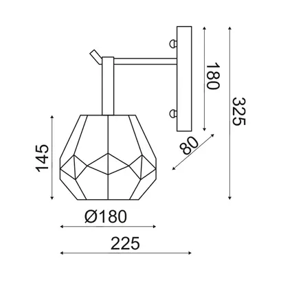 ОСВЕТИТЕЛНО ТЯЛО 1ΧΕ27 СТЪКЛО ПРОЗРАЧНО+ ЧЕРНО МАТ МЕТАЛ  Φ18Χ23,5Χ30CM DIAMONDRA