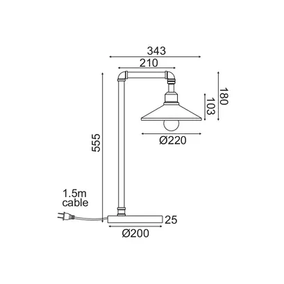 NETTO TABLE LIGHTING 1ΧE27 BLACK+GOLD METALLIC 34Χ22ΧH56CM PIPE