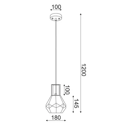 ВИСЯЩА ЛАМПА 1ΧΕ27 СТЪКЛО ФИМЕ+ ЦВЯТ МЕТАЛ  Φ18ΧΗ120CM DIAMONDRA