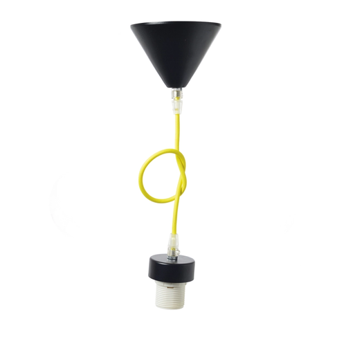 NETTO SUSPENSION BLACK METAL BASE & YELLOW FABRIC.CABLE Ε27