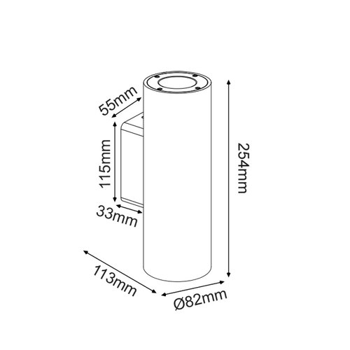 ^WALL UP-DOWN ROUND SPOT LUMINAIRE IP65 2XGU10 WHITE CEMENT - изображение 2