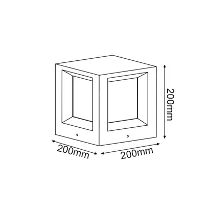 ^СТЪЛБОВО ОСВЕТИТЕЛНО ТЯЛО 200MM IP65 E27 Max.7W БЯЛ ЦИМЕНТ & PC ДИФУЗЕР