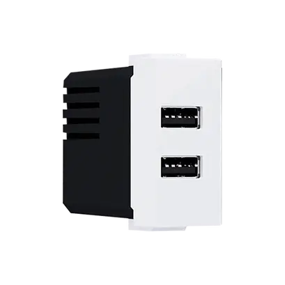 ^ MODYS USB CHARGER WHITE 1 M. 2XUSB 5VDC 2X1.2A IP20