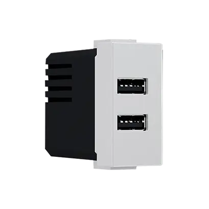 ^ MODYS USB ЗАРЯДНО СЛОНОВА КОСТ 1 M. 2xUSB 5VDC 2x1.2A IP20