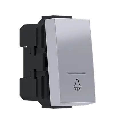 ^MODYS БУТОН С ИНДИКАТОР И СИМВОЛ ЗВЪНЕЦ СРЕБЪРЕН 1 M. 1P 10A 250VAC IP20