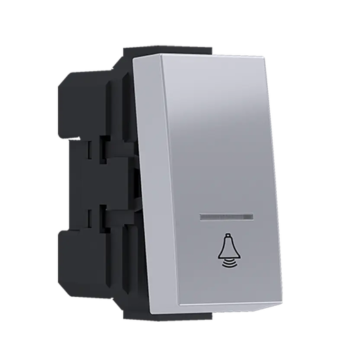 ^MODYS БУТОН С ИНДИКАТОР И СИМВОЛ ЗВЪНЕЦ СРЕБЪРЕН 1 M. 1P 10A 250VAC IP20