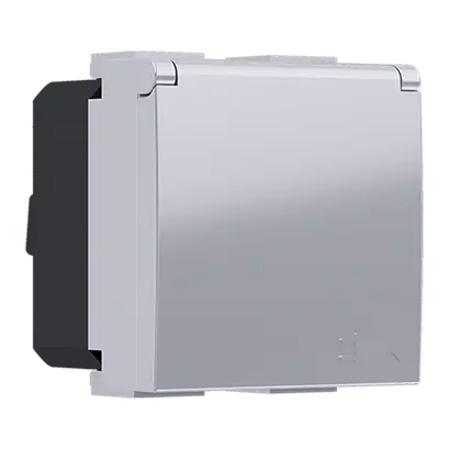 ^ MODYS КОНТАКТ ШУКО С КАПАК СРЕБЪРЕН 2 M. 2P+E 16A 250VAC IP20