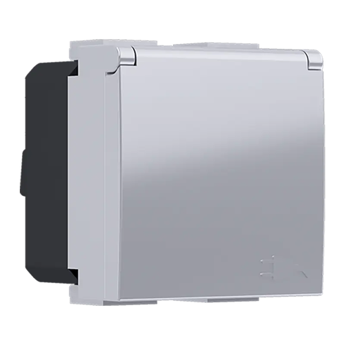 ^ MODYS КОНТАКТ ШУКО С КАПАК СРЕБЪРЕН 2 M. 2P+E 16A 250VAC IP20
