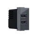 ^ MODYS USB ЗАРЯДНО АНТРАЦИТ 1 M. 2xUSB 5VDC 2x1.2A IP20