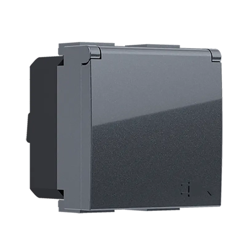 ^ MODYS SCHUKO SOCKET WITH SHUTTERS & LID ANTHRACITE 2 M. 2P+E 16A 250VAC IP20