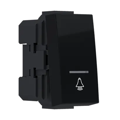 ^MODYS БУТОН С ИНДИКАТОР И СИМВОЛ ЗВЪНЕЦ МАТОВО ЧЕРЕН 1 M. 1P 10A 250VAC IP20