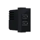 ^ MODYS USB ЗАРЯДНО МАТОВО ЧЕРНО 1 M. 2xUSB 5VDC 2x1.2A IP20