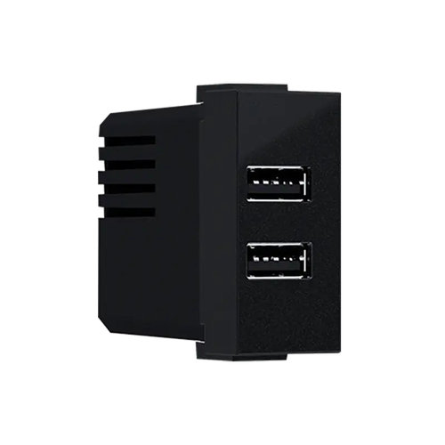 ^ MODYS USB ЗАРЯДНО МАТОВО ЧЕРНО 1 M. 2xUSB 5VDC 2x1.2A IP20