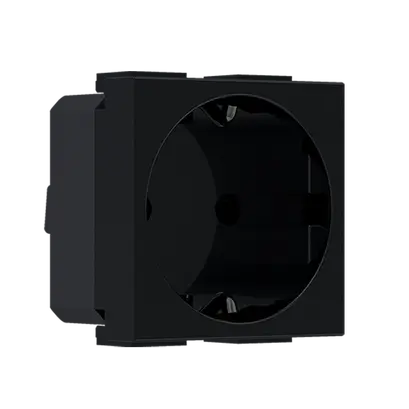 ^ MODYS КОНТАКТ ШУКО СЪС ЗАЩИТНИ КАПАЧЕТА МАТОВО ЧЕРЕН 2 M. 2P+E 16A 250VAC IP20
