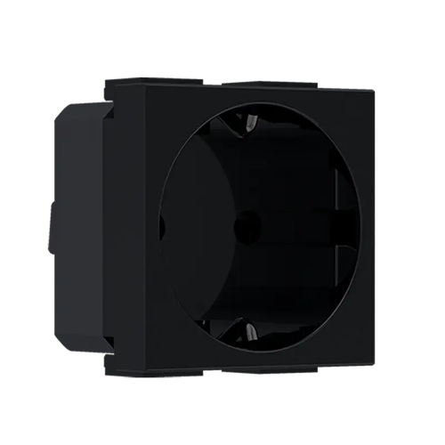 ^ MODYS КОНТАКТ ШУКО СЪС ЗАЩИТНИ КАПАЧЕТА МАТОВО ЧЕРЕН 2 M. 2P+E 16A 250VAC IP20