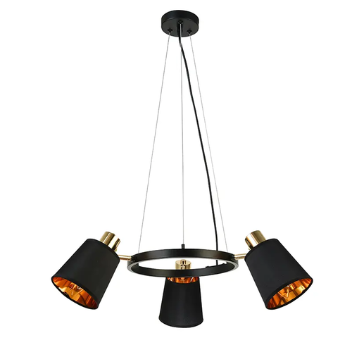 ВИСЯЩА ЛАМПА 3ΧΕ14 ЧЕЕРНО МЕТАЛНО + АБАЗУР  D63XH100CM NORMA