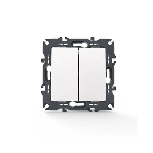 PRIME 2 GANG 1 WAY SWITCH SCREWLESS 1+1P 10AX 250VAC IP20 WHITE