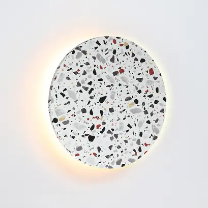 WALL MOUNTED LUMINAIRE LED 5W 3000Κ 1200LM TERRAZZO MDF CIRCLE Φ30ΧΗ3,6CM ECLIPSE