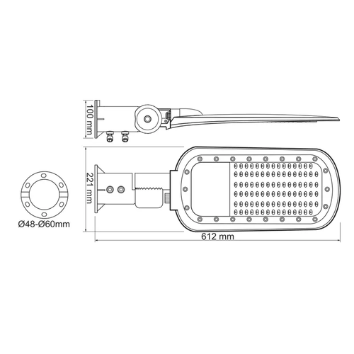 ЛЕД УЛИЧНО ОСВЕТИТЕЛНО ТЯЛО 100W 14000LM 4000K 140x90˚ CLASS I 230V AC IP66 - изображение 3