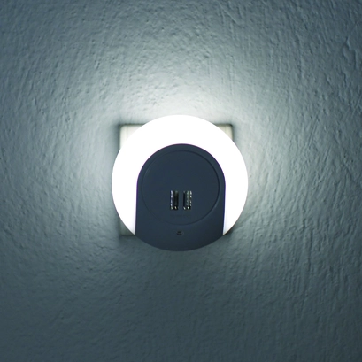 НОЩНА LED ЛАМПА  1W 4000K ΜΕ 2 USB ПОРТА ,КОНТАКТ ON/OFF И AUTO MODE,БЯЛА ПЛАСТМАСА  230V IP20