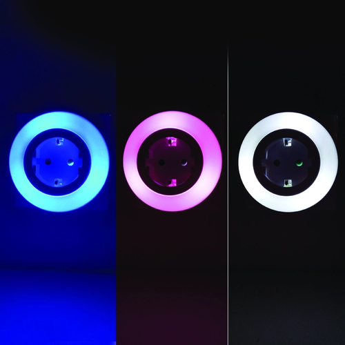 НОЩНА LED ЛАМПА  0,5W КОНТАКТ ШУКО,СЕНЗОР, БЯЛА/СИНЯ/ЧЕРВЕНА СВЕТЛИНА,БЯЛА ПЛАСТМАСА 230V IP20 - изображение 2