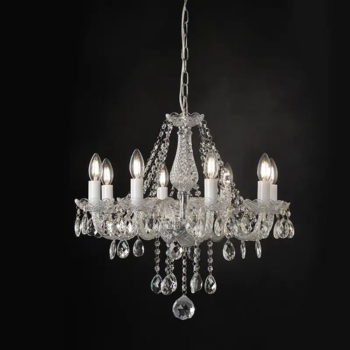^PENDANT 8XE14 CLEAR CRYSTAL + CHROME METAL Φ57×Η162CM GLADIOLO