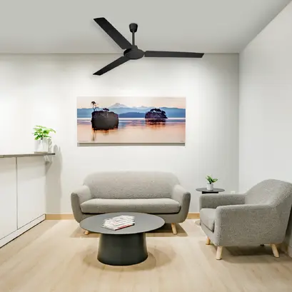 ИНДУСТРИАЛЕН ВЕНТИЛАТОР ЗА ТАВАН, ЧЕРЕН С 3 ЧЕРНИ ПЕРКИ, ДИАМ140, AC 60W