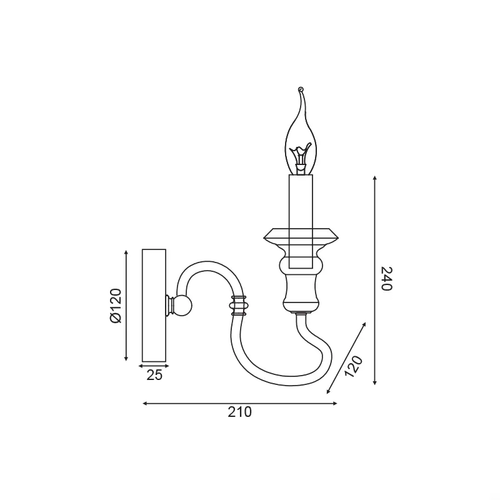 ^WALL MOUNTED LUMINAIRE 1XE14 ANTIQUE/RUST METALLIC 12Χ21Χ24CM TOULOUSE - изображение 2