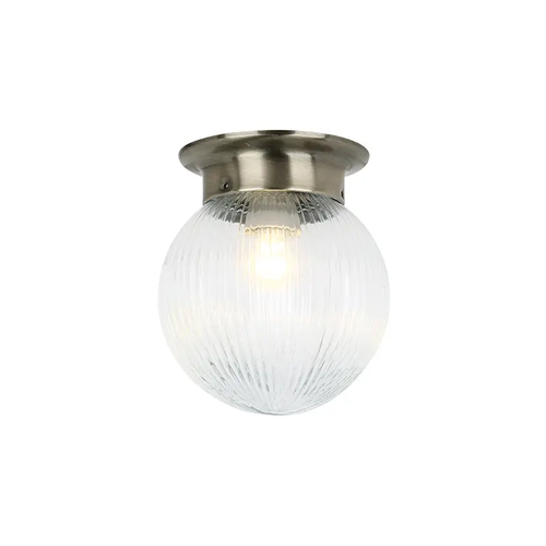 WALL MOUNTED 1ΧΕ27 CLEAR STRIPED GLASS + BRONZE METAL Φ15ΧΗ17CM CAPRI