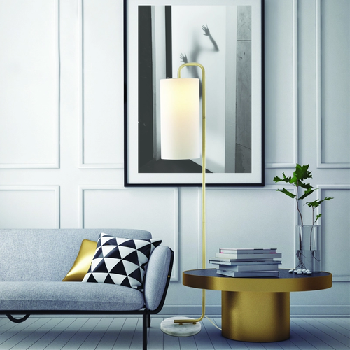 FLOOR LUMINAIRE 1XE27 OSAKA GOLD METAL+WHITE SHADE-MARBLE IP20 26,5X23XH160CM - изображение 2