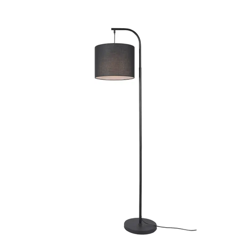 FLOOR LAMP BLACK METAL BLACK FABRIC SHADE L40.7*W30*H152cm 1ΧΕ27 MAX 60W JOAN