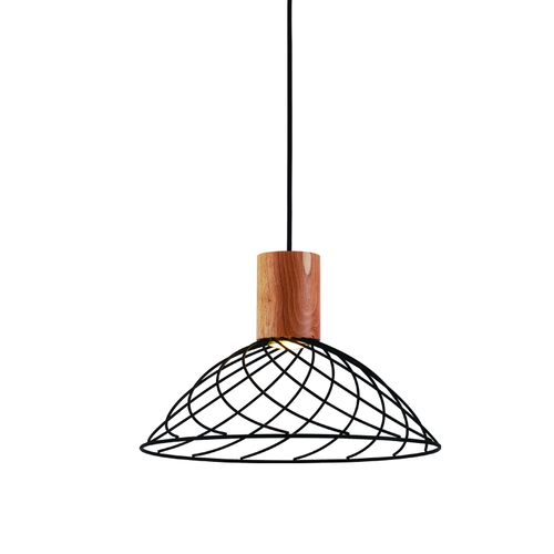 ^PENDANT L/F  1xGU10 TORNADE  METAL BLACK + WOOD Φ35Χ120CM