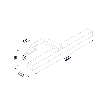 МЕБЕЛНА ЛАМПА LED 8W 3000K 520LM VIDE  ХРОМ МЕТАЛ IP44 50X16X9,5CM