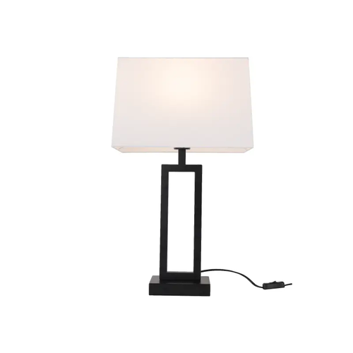 SQUARE TABLE LAMP BLACK METAL WHITE FABRIC SHADE  L36*W22*H63.5cm 1*E27 DENNIS